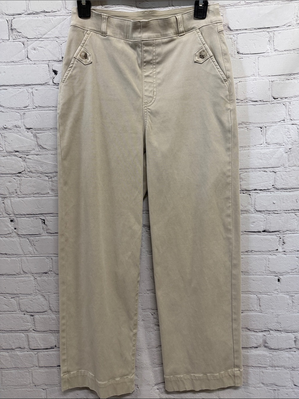 Spanx Stretch Twill Wide Leg Crop Pant Khaki Medium Tall 20312T